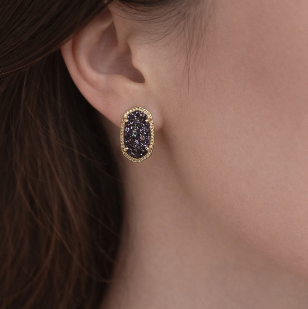 Kendra Scott Black Druzy Quartz Earrings